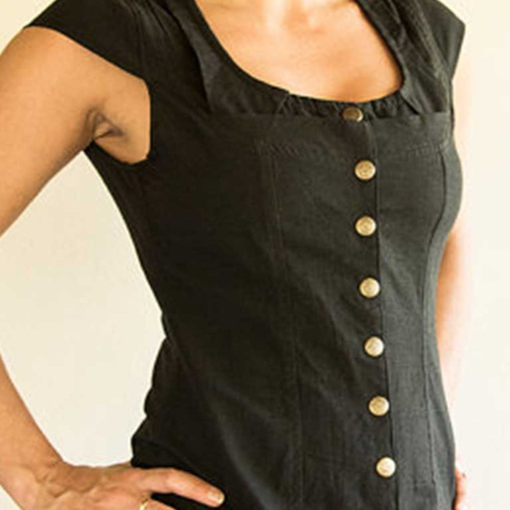 Black Linen Amber Long Vest
